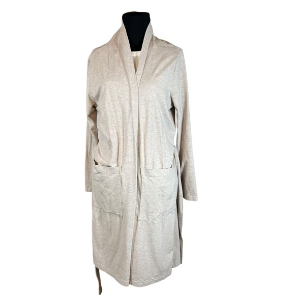 PACT Robe Women Medium Oat Heather Organic Cotton Cool Stretch Lounge Duster - Picture 3 of 5